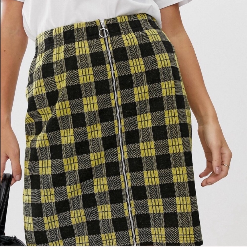 Pieces Plaid Zip Through A Line Mini Skirt